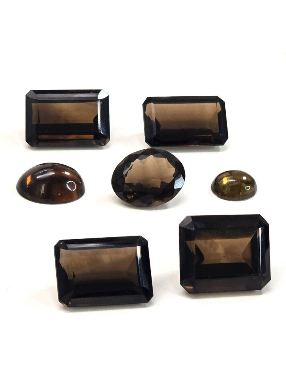 Smoky Quartz Gemstones Lot Oval & Rectangular Cuts Emerald and Cabachons  LI622